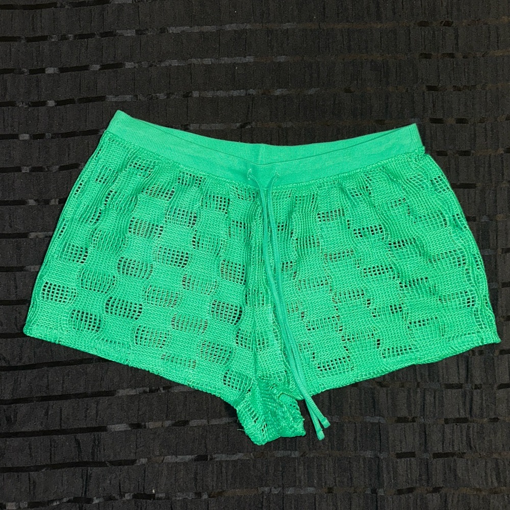Green Women's Crochet Shorts